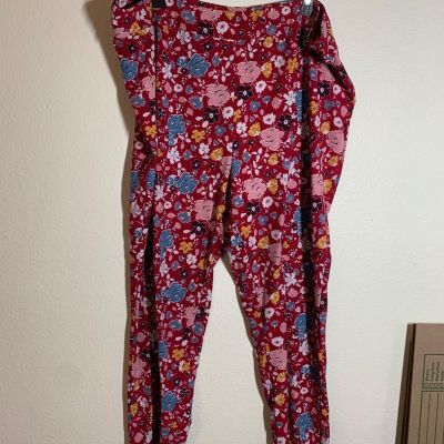 Terra & Sky Leggings Floral Casual Athleisure Retro Red Plus Size 3X (24W/26W)