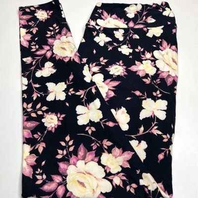 NEW LuLaRoe TC2 Leggings PURPLE Pink ROSE FLOWER Nature ROMANTIC Peony Botanical