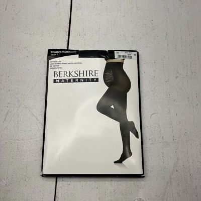 Berkshire Maternity Black Opaque Lace Tummy Control Tights Women's Size D NEW