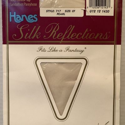 Hanes Silk Reflections Pearl Control Top Pantyhose Sandalfoot Sz EF #717