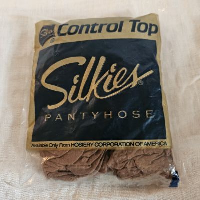 Vintage Silkies Control Top Hose w/ Support Legs Pantyhose Size Large Beige #111