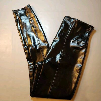 Spanx Legging Womens Medium Black Faux Patent Leather High Rise Shiny