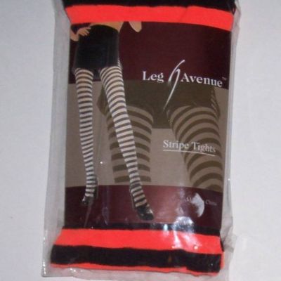 Stripe Tights Orange Black LEG AVENUE OSFM Costume Halloween Stockings Pantyhose