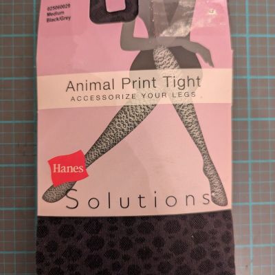 Hanes Animal Print Tight Medium Black/Gray 025060029 54perc Nylon