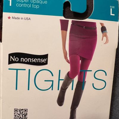 1 Pair No nonsense Tights Womens Size L Brown Super Opaque Control Top NWT