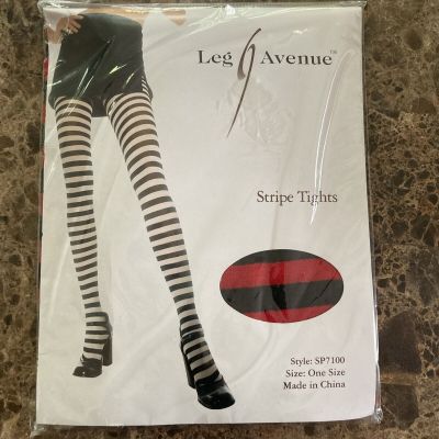 2 Pairs Leg Avenue Red/Black Striped Tights & Hot Pink Fishnet Thigh Highs New