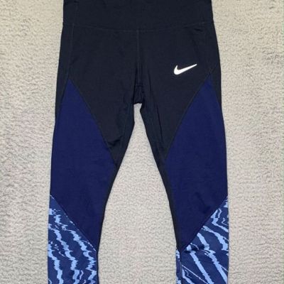 Nike Leggings Womens Navy Blue Cropped Stretch Size Small Workout Athletic Pants