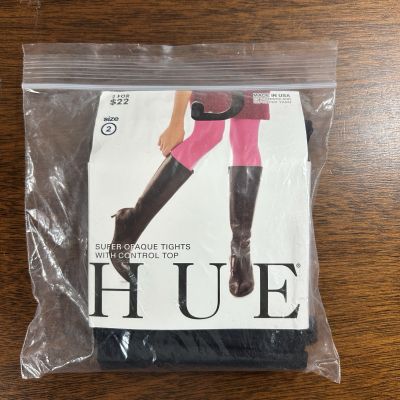 Hue Womens Solid Black Super Opaque Tights with Control Top Size 2 New 1 Pair