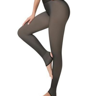 Fleece Lined Tights for Women Thermal X-Large 220g Stirrup Translucent-black