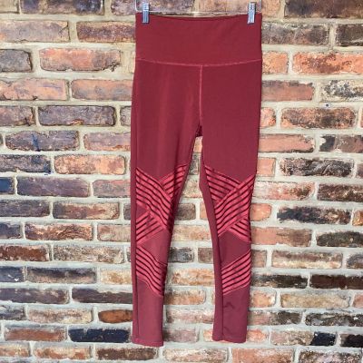 It's All Leggings Strappy Sheer Mesh Maroon Red Women's Size S/M Small/Medium