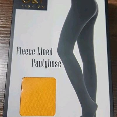 2 Pairs Fleece Lined Tights for Women - 1 Black & 1 Musterd Yellow Pantyhose