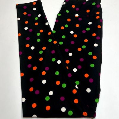 NEW LuLaRoe OS Leggings BLACK ORANGE GREEN Colorful POLKA DOT Halloween Confetti