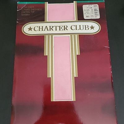 Control Top Ultra Sheer Macy's Charter Club NOS Hot Pink Size B SandalToe