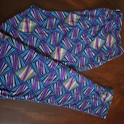 LuLaRoe Leggings TC, Geometric Purple Teal Blue, NEW