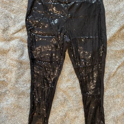 Torrid Black Sequins Front Leggings Size 3X