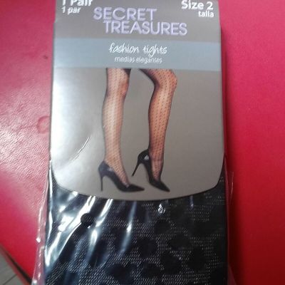 LADIES~SECRET TREASURES~BLACK~NYLON~LEOPARD PRINT HOSE~TIGHTS~NEW~SZ 2