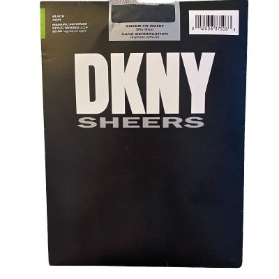 DKNY Size Medium Sheers Pantyhose Sheer to Waist Black Nylon Lycra Hosiery