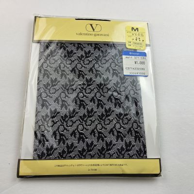 Vintage Valentino Garavani Lace Pattern Pantyhose Tights Japan Size M