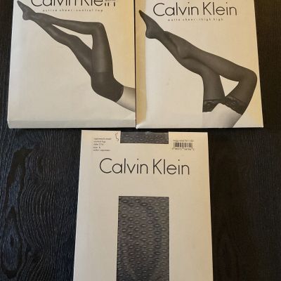 Calvin Klein Sheer Essentials Size b 15 Denier Pantyhose Control Top 3-Lot