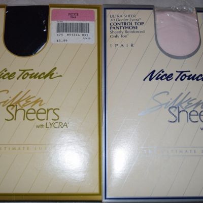 Vintage Sears Nice Touch silken sheers control top pantyhose lot of 2