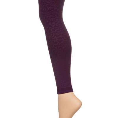 Women's Cheetah Fleece Lined Footless Winter Tights