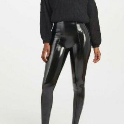 NWT SEALED SPANX FAUX PATENT SHINY LEATHER BLACK Leggings Pants Size M Medium