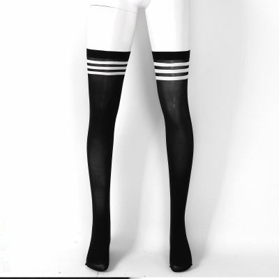 Unisex Long Tube Socks Striped Over Knee Socks Open Toes Stockings Good Stretchy