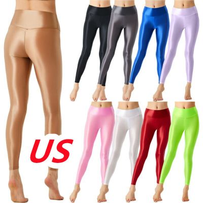 US Womens Glossy Pantyhose Tights Skinny Footless Nylon Sheer Stretch Yoga Pants