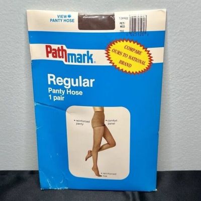 Vtg Pathmark 100perc Nylon Regular Pantyhose Coffee Brown USA Size Petite/Medium