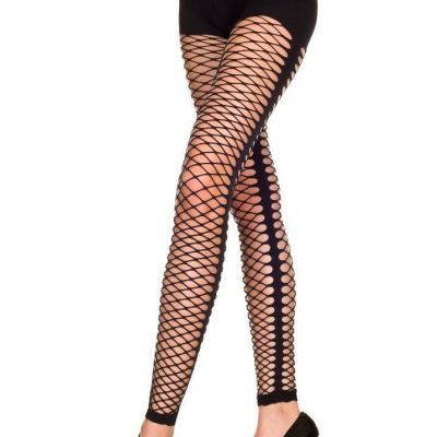 sexy MUSIC LEGS diamond NET fishnet SIDE seam LEGGINS footless TIGHTS stockings