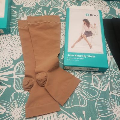 Juzo NATURALLY SHEER 2102 OT Knee High Stockings Compression 30-40 Size III 3