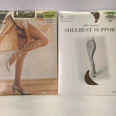 JCPenney Pantyhose Stockings Lot Of 2 Packs Suntan & Lt.Khaki