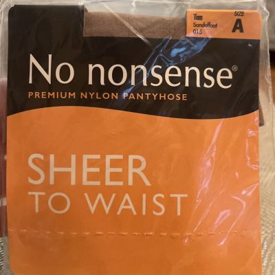 No Nonsense Nylon Pantyhose Tan Sandalfoot Sheer to Waist SIZE A