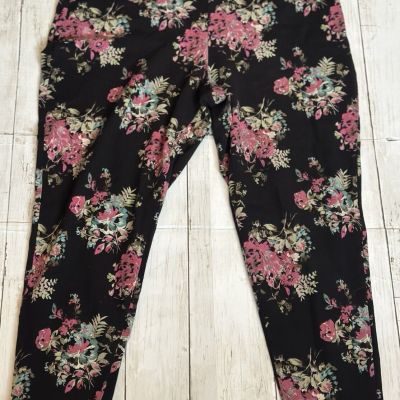 Torrid Women's Black Floral Print Elastic Waistband Leggings Size 3X