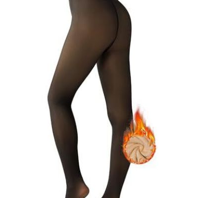 Women's Fleece Lined Tights X-Small-Medium Sheer Black for Light/Med Skin