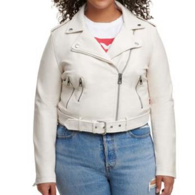 Levi’s Plus Size Faux Leather Belted Motorcycle Jacket - Oyster