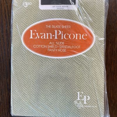 Vintage/New  Evan-Picone Silkee Sheer Pantyhose Size M Off Black 18102631