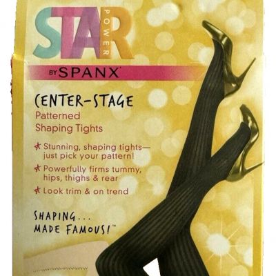 Star Power by Spanx Shaping Tights Black Ribbed Row Pattern Women's  Size E