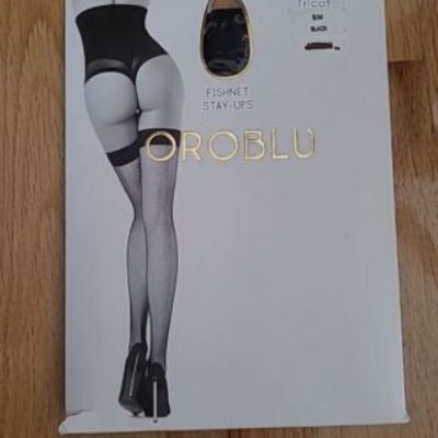 New  OROBLU Tricot Fishnet Stay Ups Stockings Choose Size/Color