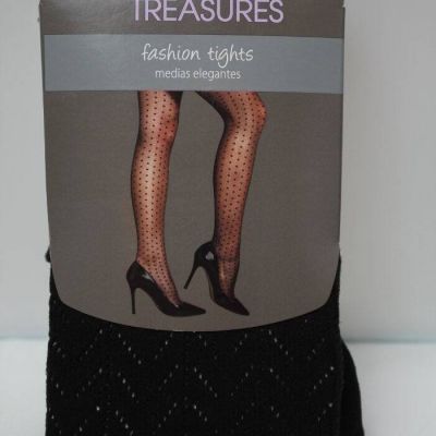 NEW Womens Secret Treasures Fashion Tights Size 4 Black Cheveron Ladies