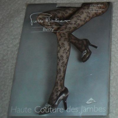 NWT Women's Pierre Mantoux Betty Tights Color Nero ( Black) Size M Made In Italy