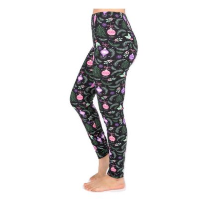 Christmas Print Peach Skin Women's Full Length Patterned Fashion Leggings