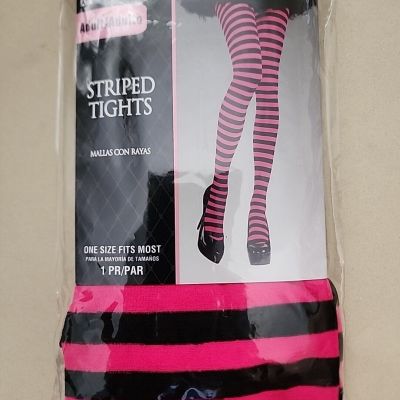 Pink Black Striped Tights Amscan Adult One Size Fits Most Halloween Daily