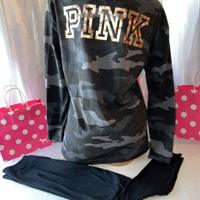 Victorias Secret PINK Camo Shirt & Leggings Small