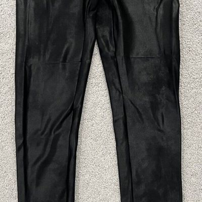 Spanx Women’s Black Nylon Blend Leather Look Leggings Size XL