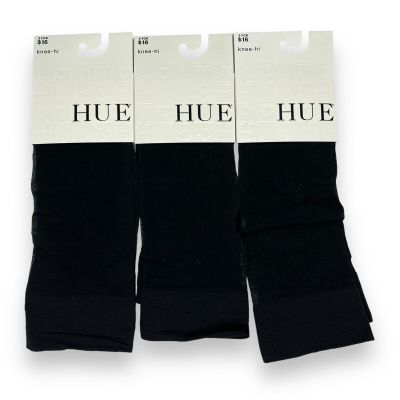 Hue One Size Fits Most Black Pindot Knee Hi Socks Sheer 3 Pair