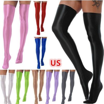 Women's Stockings Footed Over Knee Socks Lady Thigh High Clubwear Pantyhoses Oil