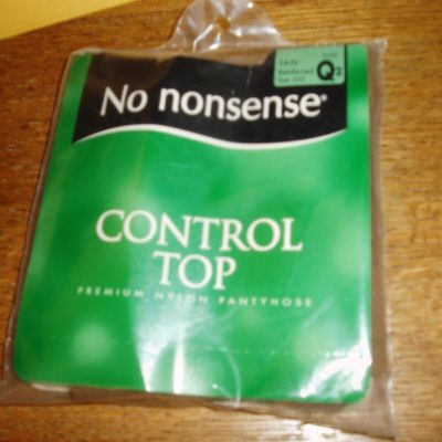 NO NONSENSE Control Top Pantyhose Tan Size Q2 Reinforced Toe Vintage $0 S/H!