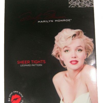 MARILYN MONROE Size A Sheer Tights Leopard Jacquard Knitted Pattern Black