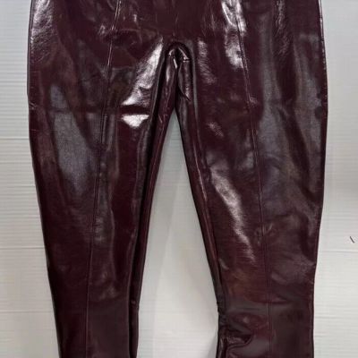 SPANX Faux Patent Leather Liquid Gloss Leggings Pants Ruby Size Med NWT 20301R